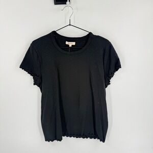 Madewell Black Lettuce Trim NWT T-Shirt Size XL Black Slub Knit Minimalist Top